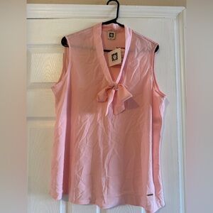 Anne Klein Light Pink Sleeveless Blouse with Bow